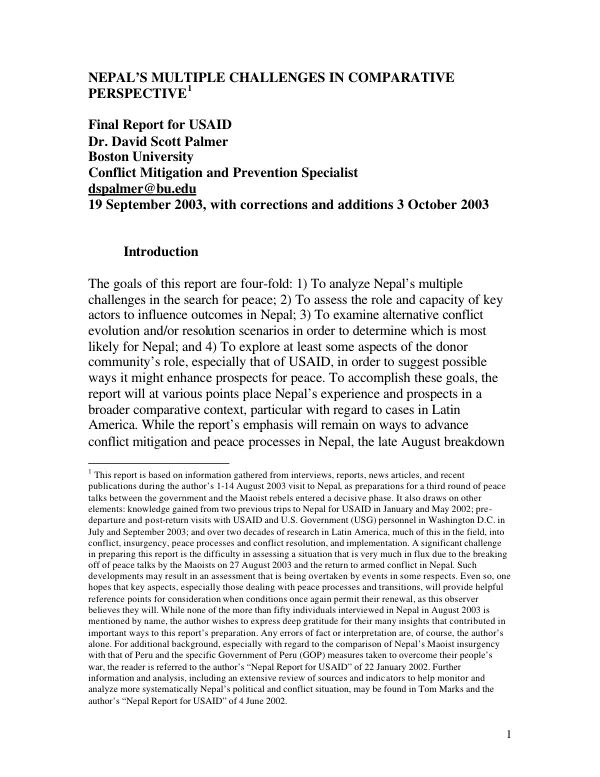 Nepal"s multiple challenges in comparative perspective