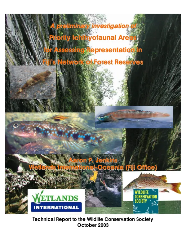 Preliminary investigation of priority ichthyofaunal areas for assessing representation in Fiji"s network of forest reserves