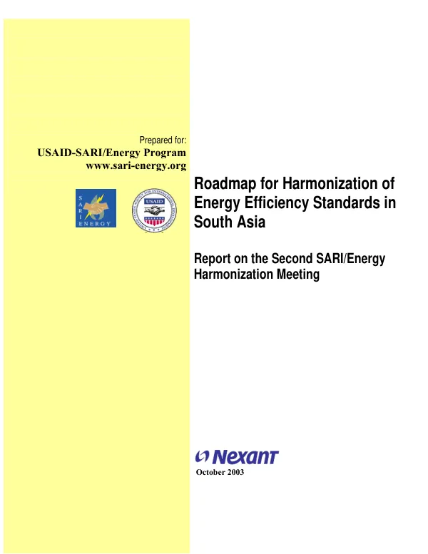 Roadmap for harmonization of energy efficiency standards in South Asia : report on the second SARI/energy harmonization meeting