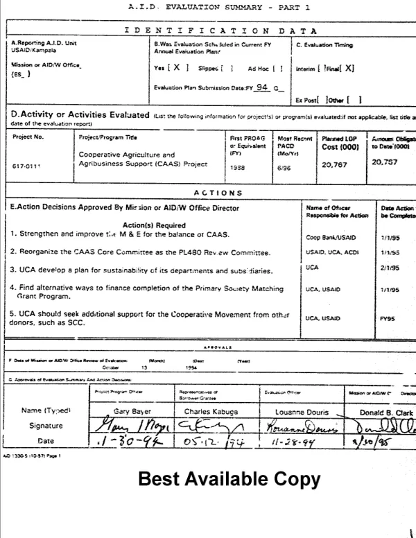 World Vision, Inc. : transition activities program (TAP) -- grant # 497-G-00-99-00034-00 & FFP-A-00-00-00084-00 : fiscal year 2003 results report