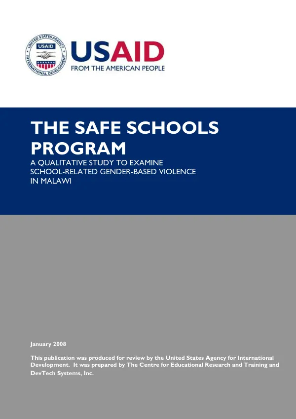 The safe schools program : a qualitative study to examine school-related gender-based violence in Malawi