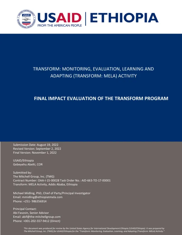 Final impact evaluation of the transform program
