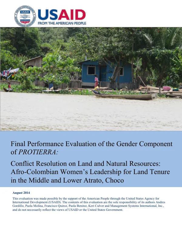 Final performance evaluation of the gender component of PROTIERRA