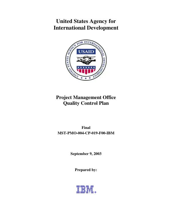 Project Management Office quality control plan
