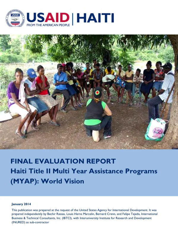 Final evaluation of Haiti Title II multi year assistance programs (MYAP) : World Vision