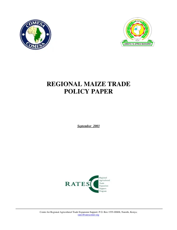 Regional maize trade policy paper