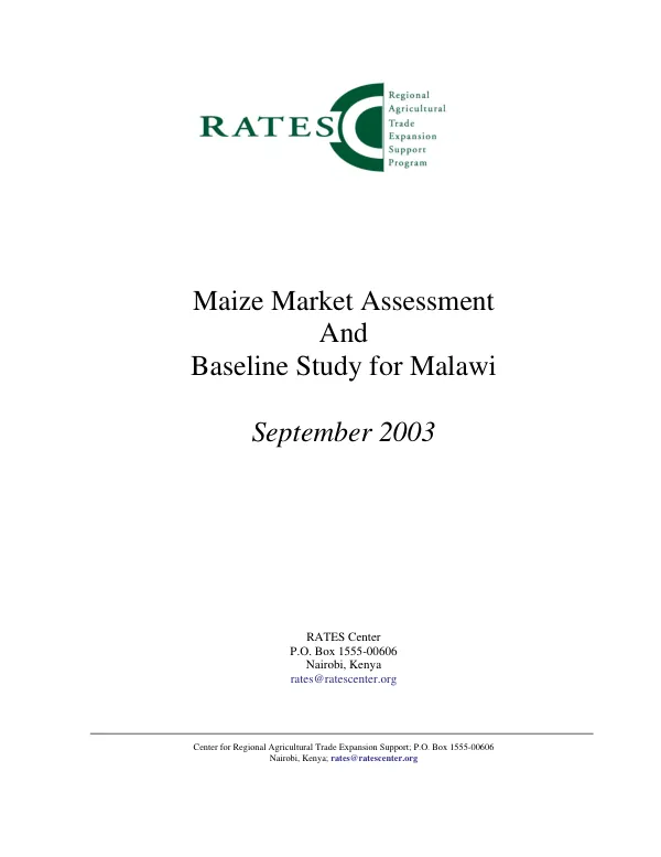 Maize market assessment and baseline study for Malawi