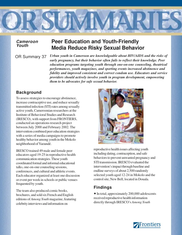 Peer education and youth-friendly media reduce risky sexual behavior