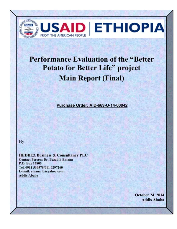 Performance evaluation of the "better potato for better life" project : main report (final)