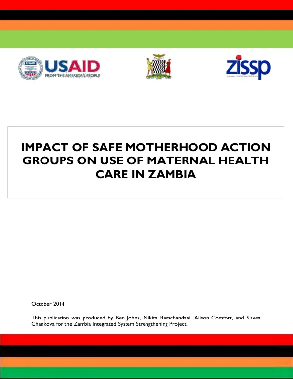 Impact of safe motherhood action groups on use of maternal health care in Zambia