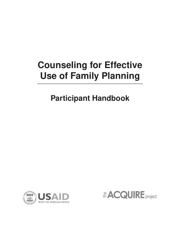 Counseling for effective use of family planning : participant handbook