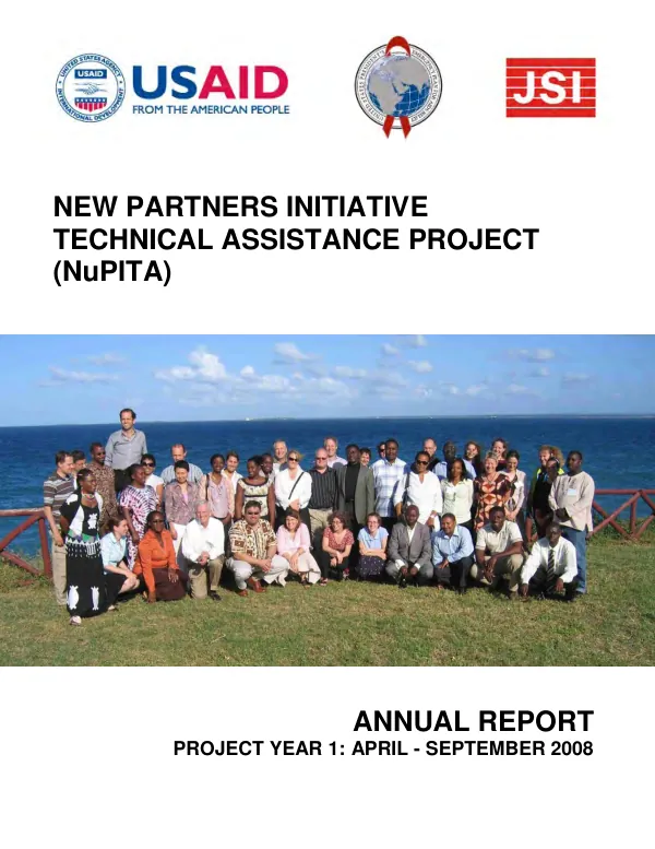 New partners initiative technical assistance project (NuPITA) : annual report - project year 1, April-September 2008