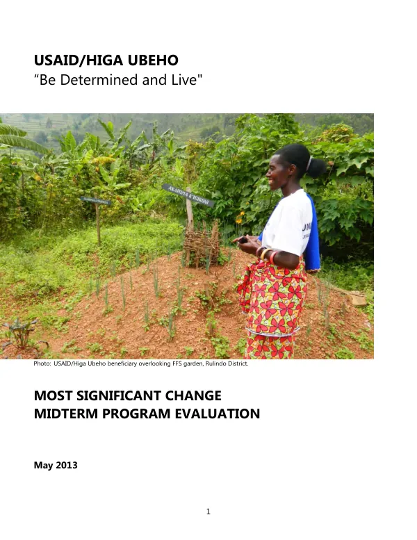 USAID/higa ubeho "be determined to live" : most significant change midterm program evaluation