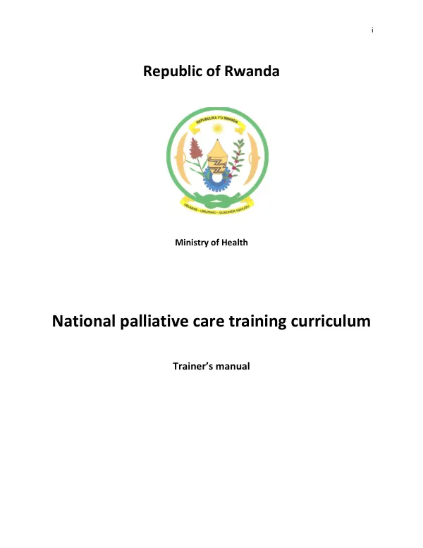 National palliative care training curriculum : trainer"s manual
