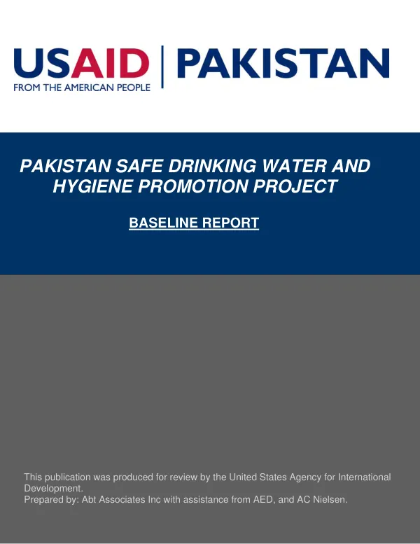 Pakistan safe drinking water and hygiene promotion project : baseline report