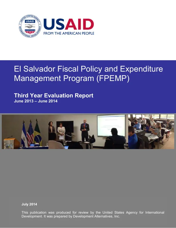 El Salvador fiscal policy and expenditure management program (FPEMP) : third year evaluation report : June 2013-June 2014