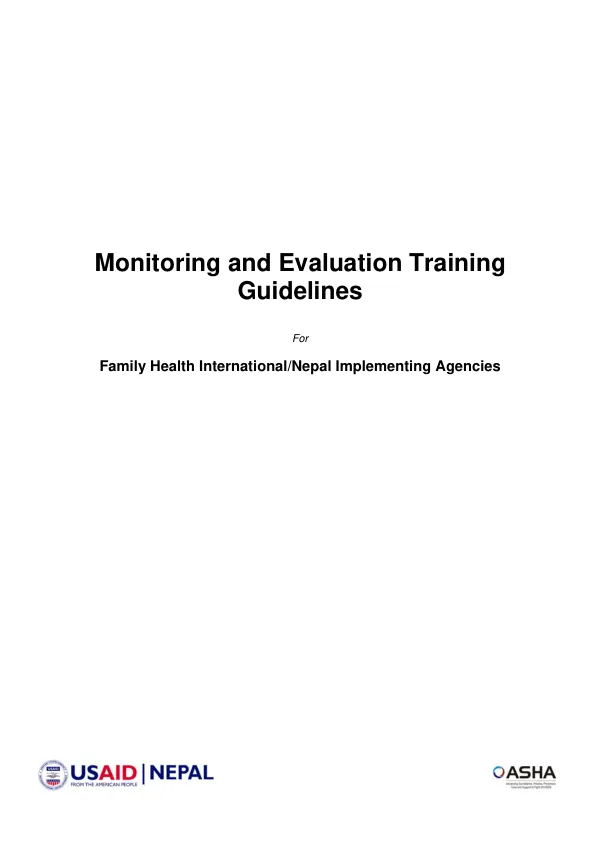 Monitoring and evaluation training guidelines for Family Health International/Nepal implementing agencies