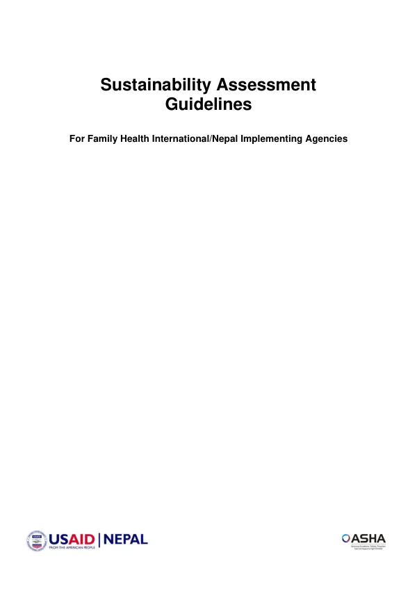 Sustainability assessment guidelines for Family Health International/Nepal implementing agencies