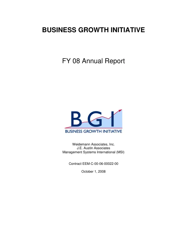 Business growth initiative : FY 08 annual report
