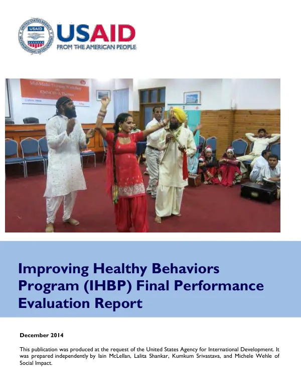 Improving healthy behaviors program (IHBP) evaluation report