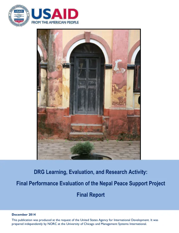 Final performance evaluation of the Nepal peace support project : final report