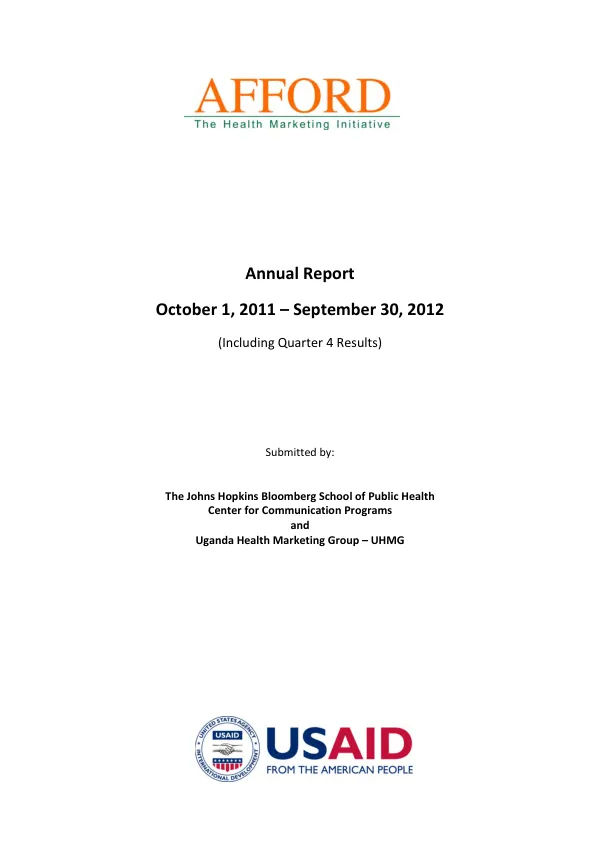 AFFORD annual report, October 1, 2011-September 30, 2012