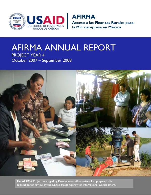 AFIRMA annual report : project year 4, October 2007-September 2008