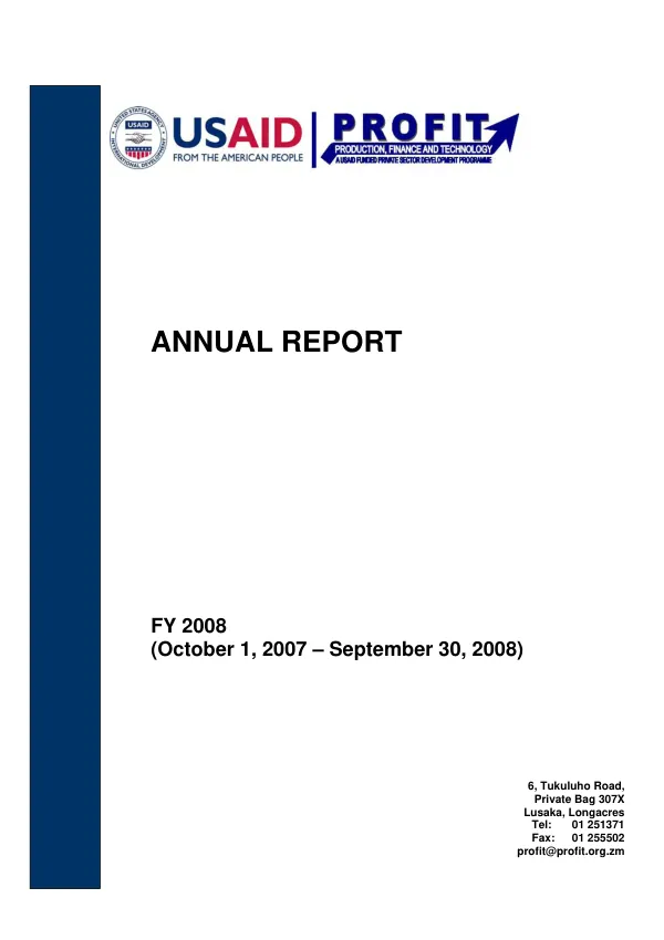 PROFIT annual report : FY 2008 -- October 1, 2007-September 30, 2008