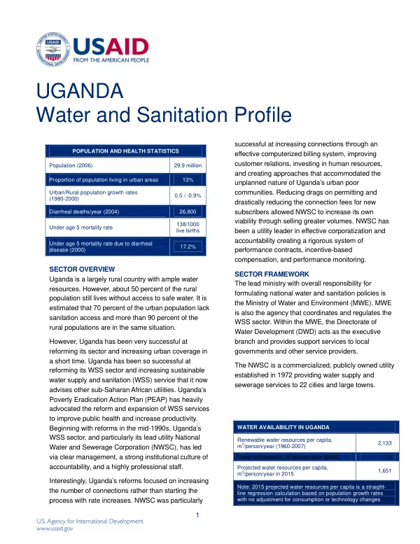 Uganda water and sanitation profile