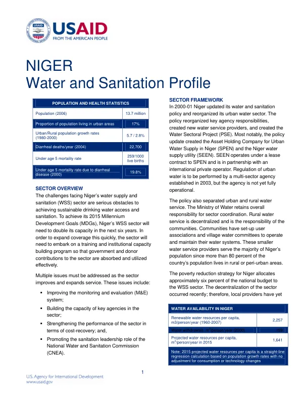 Niger water and sanitation profile