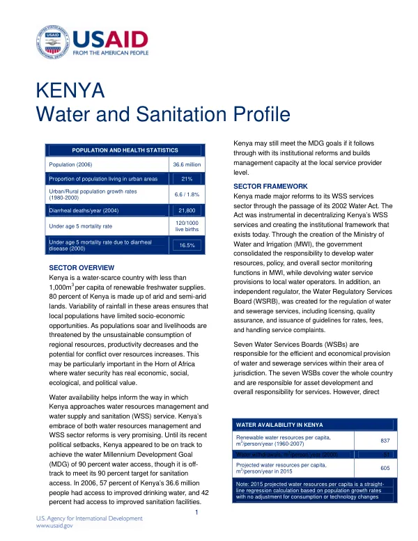 Kenya water and sanitation profile