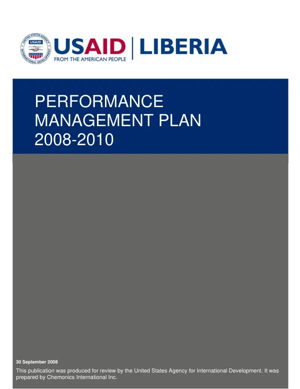 USAID/Liberia performance management plan 2008-2010