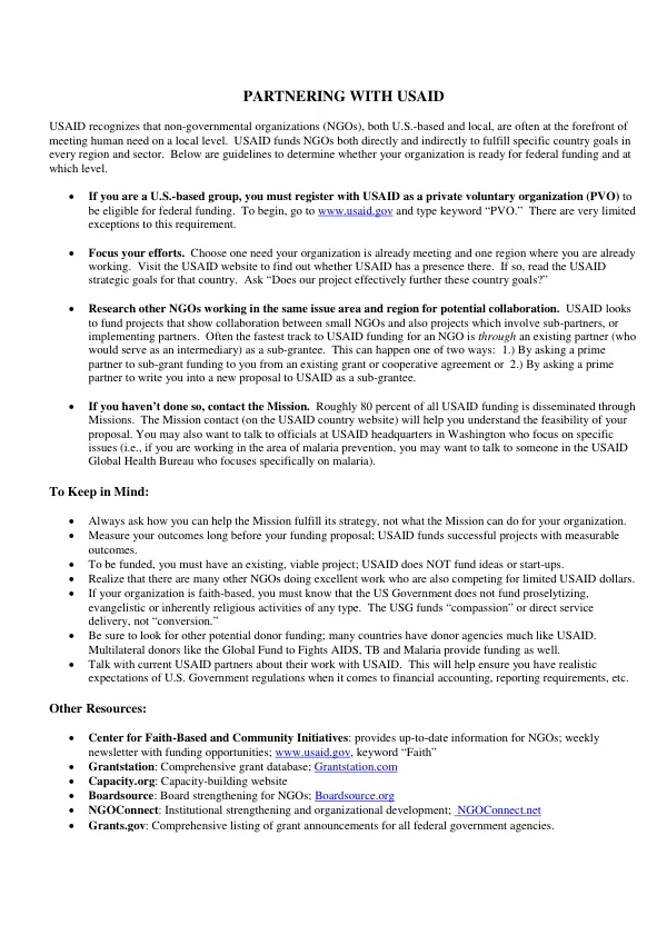 Partnering with USAID