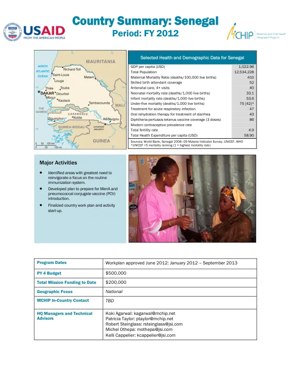 Senegal 2012 Country Summary