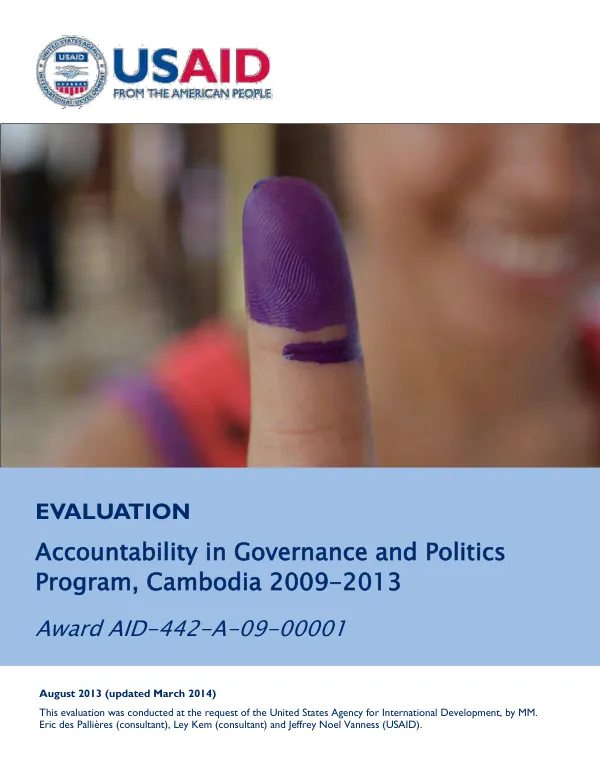 Evaluation : accountability in governance and politics program, CEPPS Cambodia 2009-2013