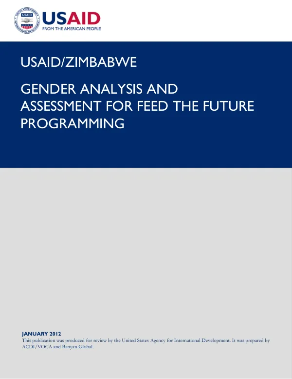 USAID/Zimbabwe Gender Analysis and Assessment for Feed the Future Programming