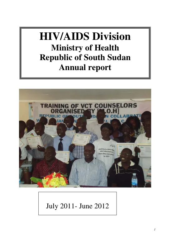 MCHIP South Sudan HIV/AIDS Department Annual Report 2011-2012
