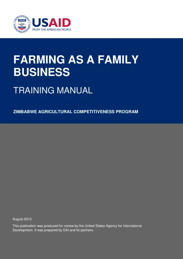Farming as a Family Business: Training Manual: Zimbabwe Agricultural Competitiveness Program