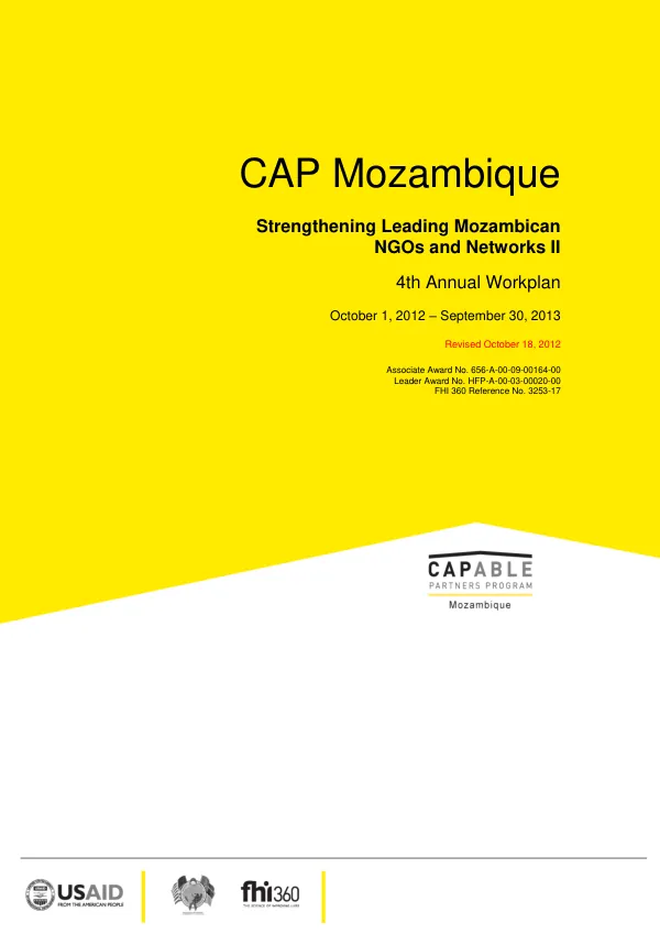 CAP Mozambique Strengthening Leading Mozambican NGOs and Networks II Annual Workplan No. 4