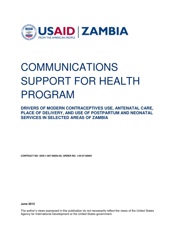 Zambia CSH Safe Motherhood Formative Research Study