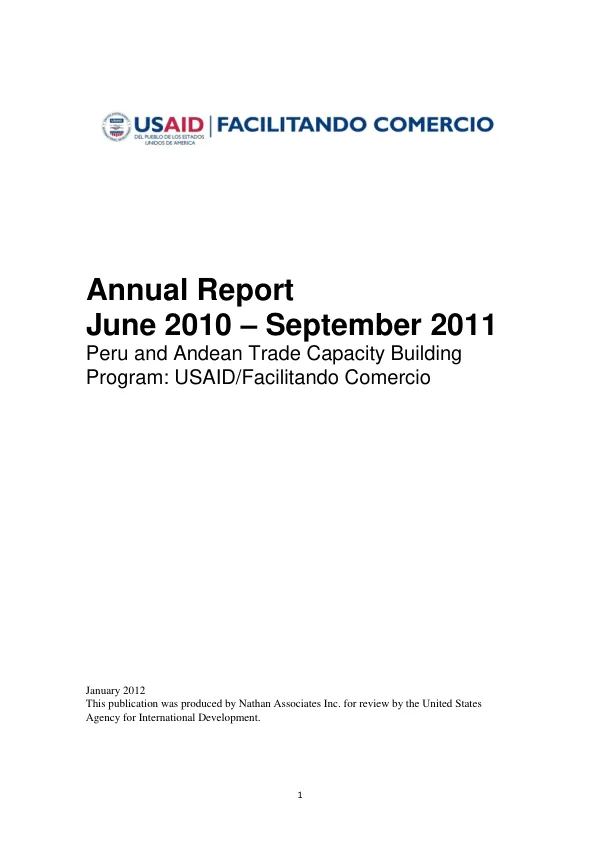 Peru and Andean Trade Capacity Building Program Annual Report