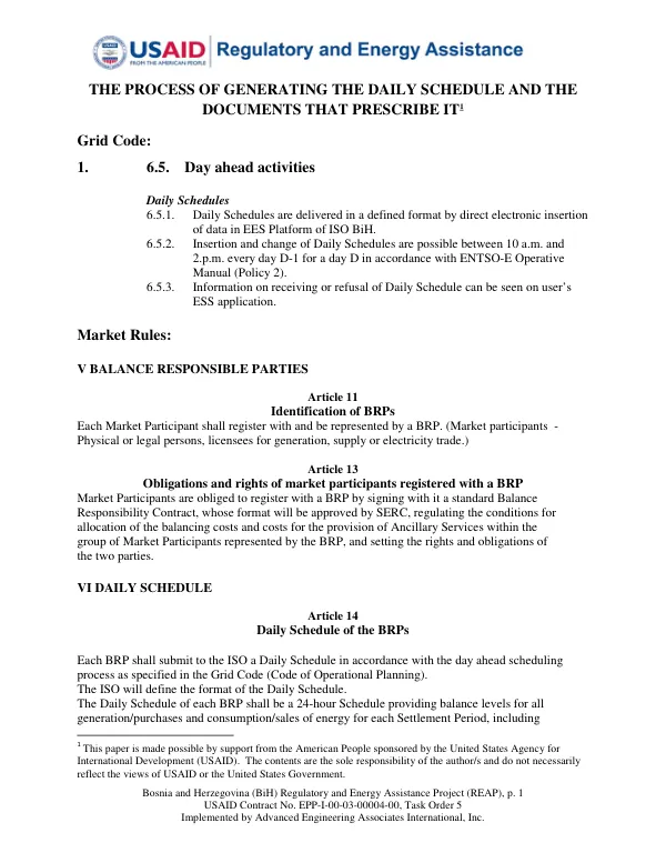 The Process of Generating the Daily Schedule and the Documents that Prescribe It