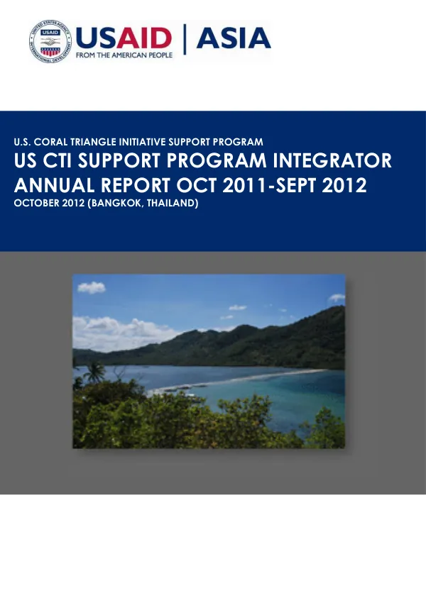 US CTI Support Program Integrator Annual Report Oct 2011 - Sept 2012