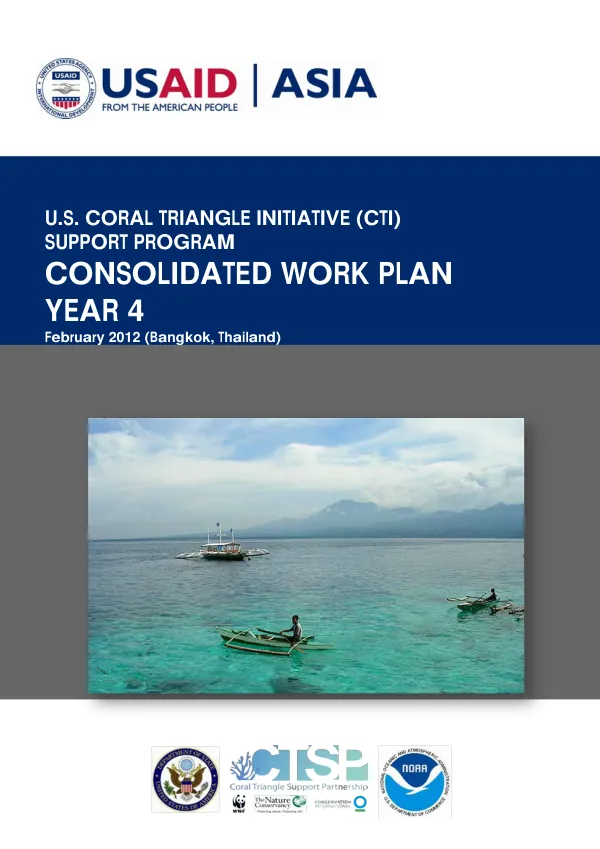 U.S. Coral Triangle Initiative (CTI) Support Program Consolidated Work Plan Year 4