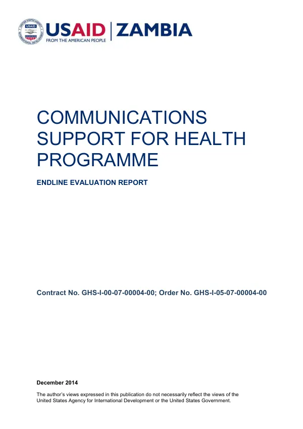 Communications support for health programme : endline evaluation report