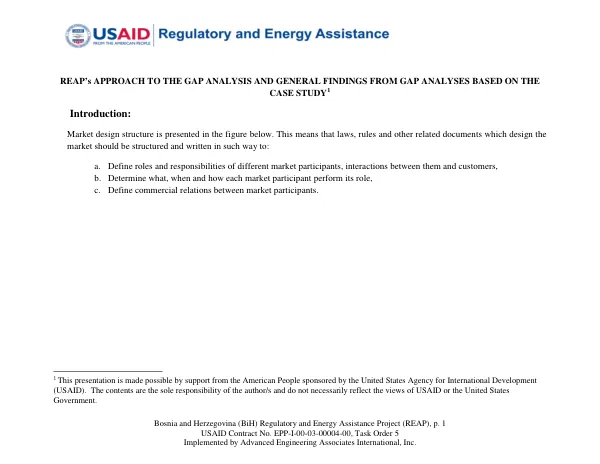 REAP’s APPROACH TO THE GAP ANALYSIS AND GENERAL FINDINGS FROM GAP ANALYSES BASED ON THE CASE STUDY
