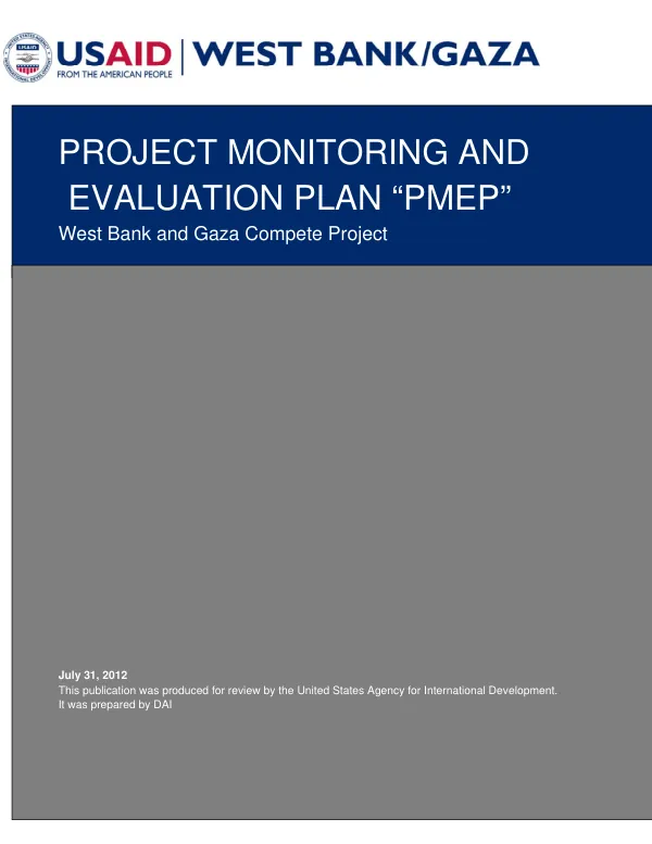 Project monitoring and evaluation plan “PMEP”: West Bank and Gaza Compete project