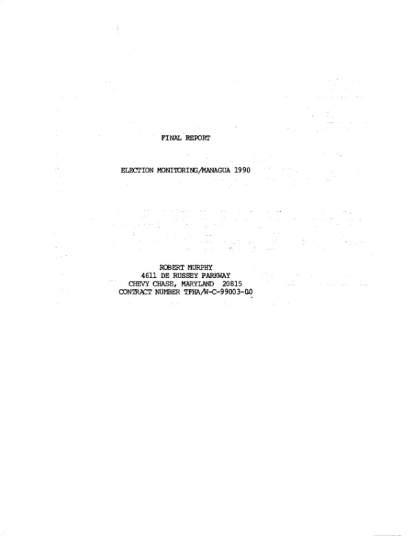 Final report : election monitoring/Managua 1990