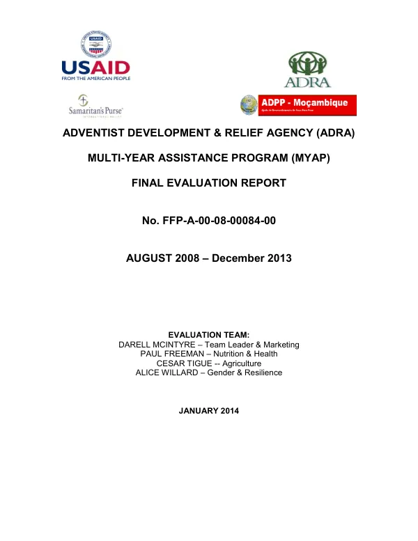 Adventist Development & Relief Agency (ADRA) multi-year assistance program (MYAP) final evaluation report