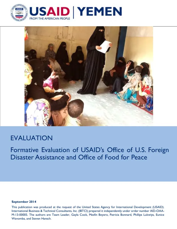Formative evaluation of USAID’s Office of U.S. Foreign Disaster Assistance and Office of Food for Peace [in Yemen]